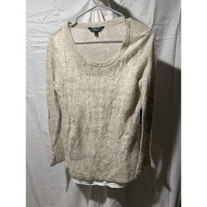 Simply Vera Wang Sweater Top Plus Small Cream White Lace Chiffon Trim Twofer NWT